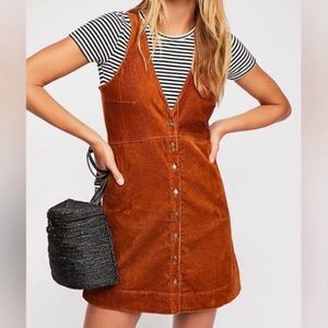Free people urban outfitters corduroy brown orange dress. Size medium.